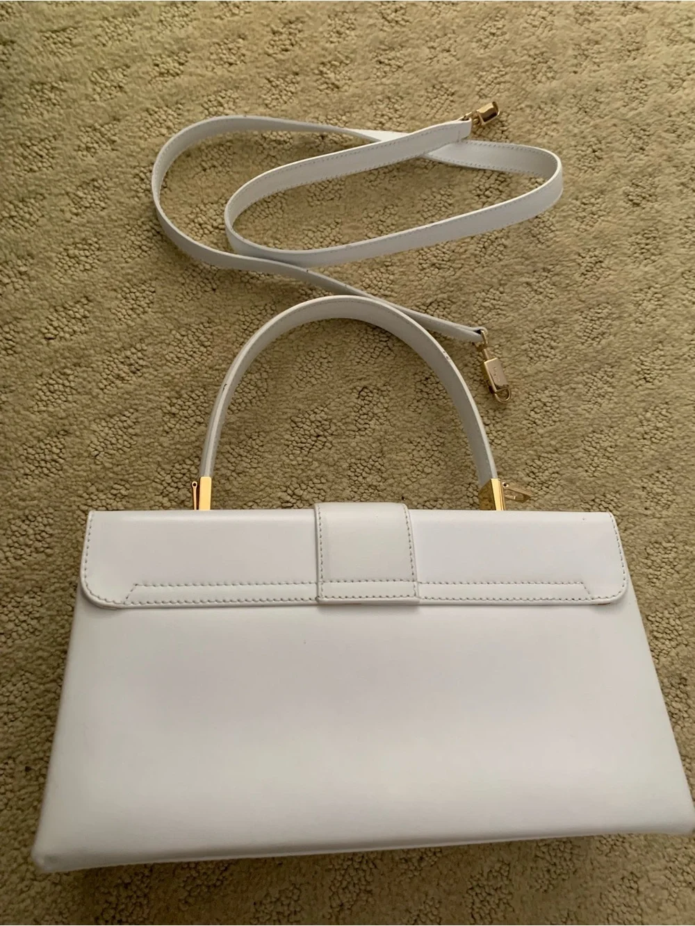 Salvatore Ferragamo Vintage white Leather Top-Handle Satchel with Gold Hardware